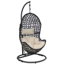 Sunnydaze Cordelia Hanging Egg Chair with Steel Stand Set, Resin Wicker, Large Basket Design, Outdoor Use, Includes Cushion