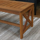 Sunnydaze Meranti Wood Outdoor Patio Coffee Table with Teak Finish - 35"