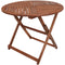 Sunnydaze Meranti Wood Folding 35.5-Inch Round Outdoor Table with Teak Oil Finish