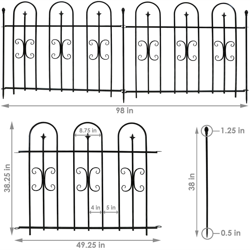 Sunnydaze 2-Piece Decorative Finial Border Fence - 8' Overall