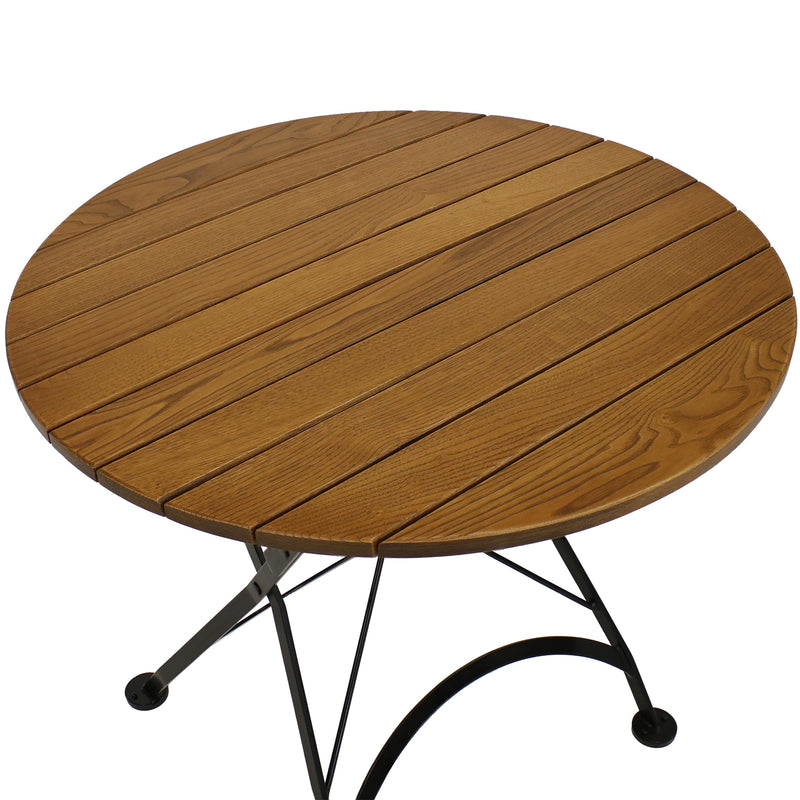 Sunnydaze European Chestnut Wood Folding Round Bistro Table - 32" Diameter