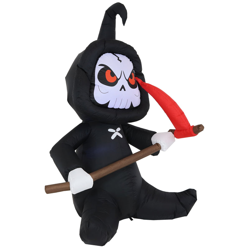 Sunnydaze Inflatable Halloween Decoration - 60-Inch Skeleton Grim Reaper