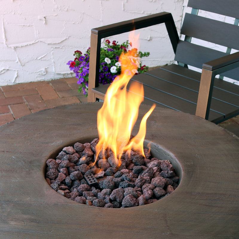 Sunnydaze 29" Rope and Barrel Propane Gas Fire Pit Table with Lava Rocks