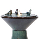 Sunnydaze Gathering Birds Ceramic Outdoor Fountain with LED Lights - 28.25"