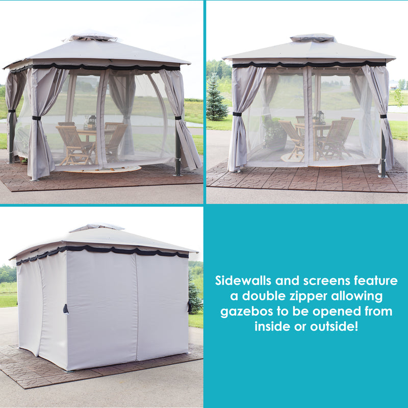 Sunnydaze 10' x 10' Gazebo with Screens and Privacy Walls