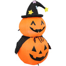 Sunnydaze Large Inflatable Halloween Decoration - 4-Foot Jack-O'-Lantern Duo with Witch Hat
