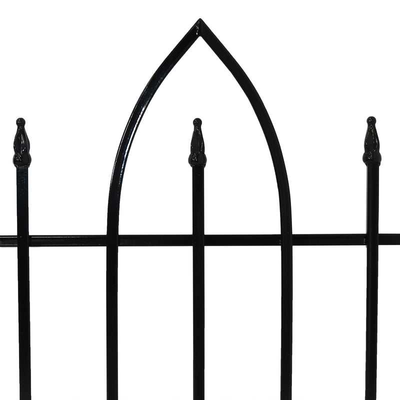 Sunnydaze 2-Piece Gothic Iron Decorative Garden Border Fence - Black