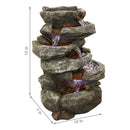 Sunnydaze 6-Tier Stone Falls Indoor Tabletop Fountain with LED Light - 15"