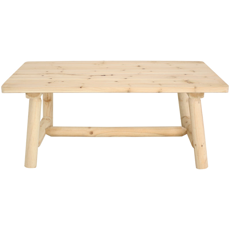 Sunnydaze Rustic Coffee Table, Log Cabin Style Unfinished Wood Construction - 41"