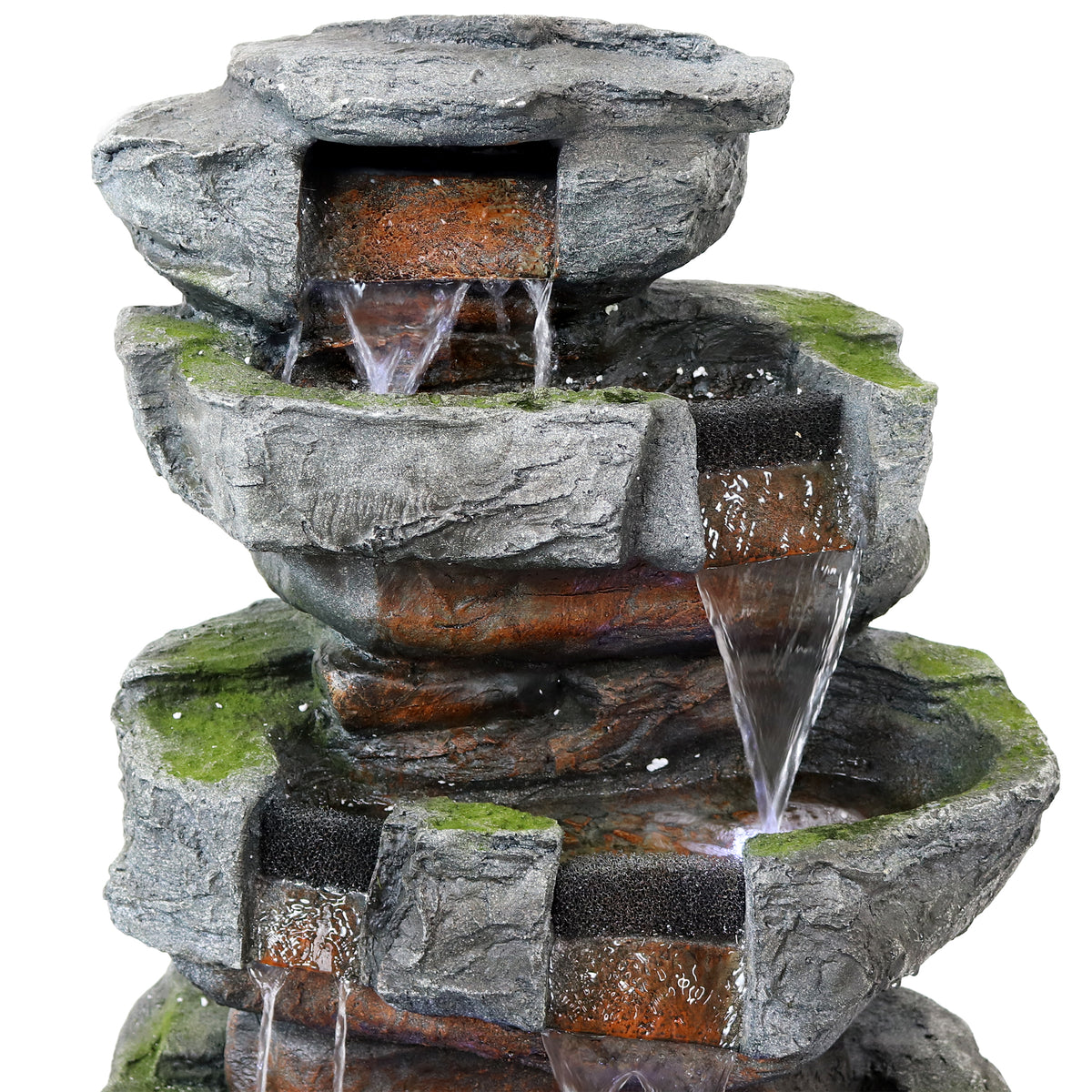 Sunnydaze Outdoor Large Rock Quarry Waterfall Fountain with LED