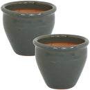 Sunnydaze Set of 2 Chalet High-Fired Glazed Ceramic Planters