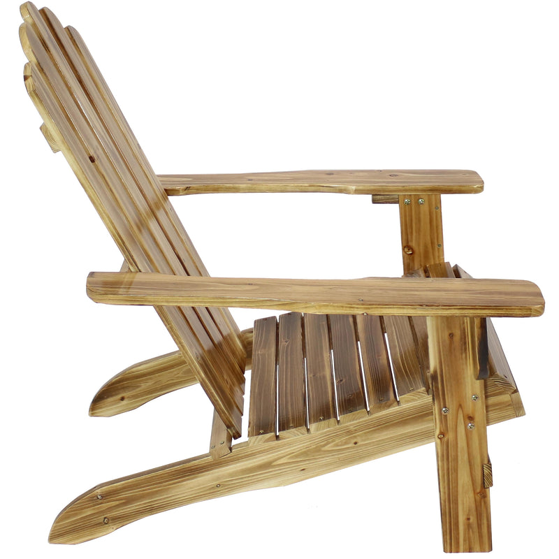 Sunnydaze Rustic Wooden Adirondack Chair with Light Charred Finish