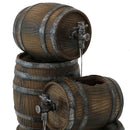 Sunnydaze Stacked Rustic Whiskey Barrel Outdoor Fountain with Lights - 29"