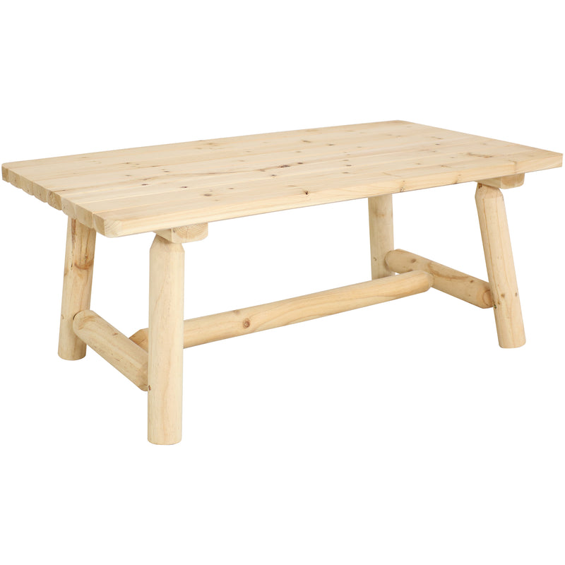 Sunnydaze Rustic Coffee Table, Log Cabin Style Unfinished Wood Construction, 41-Inch