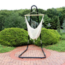 natural color hanging rope hammock chair with adjustable black stand