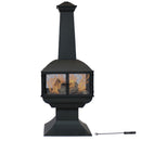 Sunnydaze Outdoor Wood-Burning Black Steel Chiminea with 360-Degree View - 57-Inch