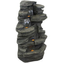 Sunnydaze Stacked Shale Outdoor Rock Waterfall Fountain with LED Lights - 38-Inch