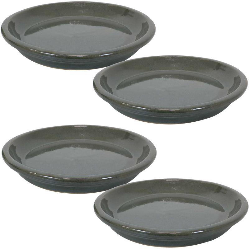 Sunnydaze Set of 4 Glazed Ceramic Planter Saucer