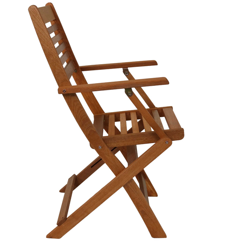 Sunnydaze Meranti Wood Outdoor Folding Patio Armchairs - Set of 2