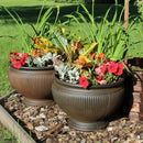 Sunnydaze Elizabeth Polyresin Outdoor Ribbed Urn Planter Pot