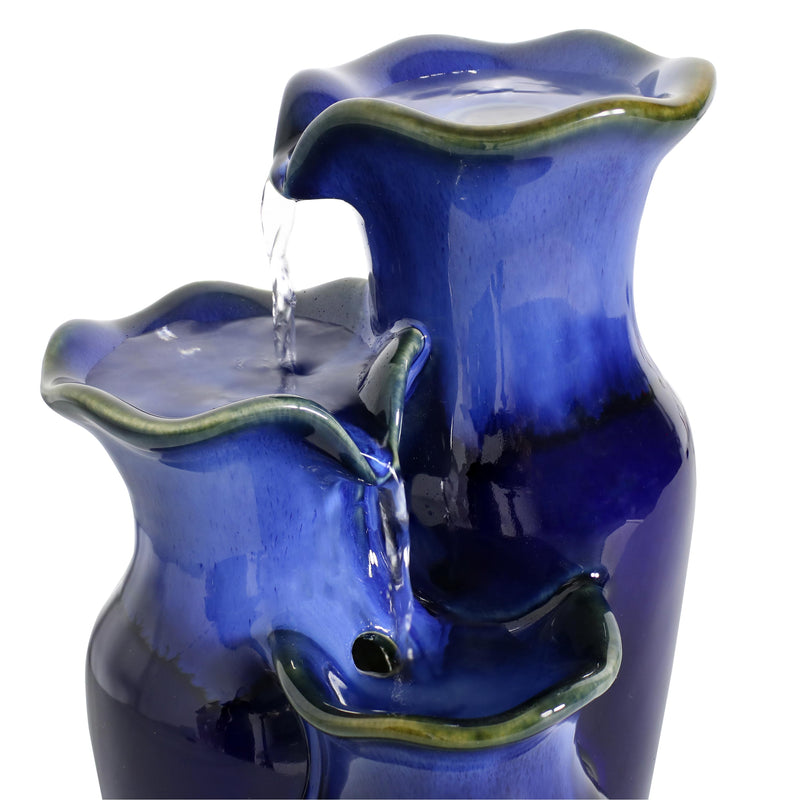 Sunnydaze Blue Glazed Pitchers Ceramic Tabletop Fountain - 11"