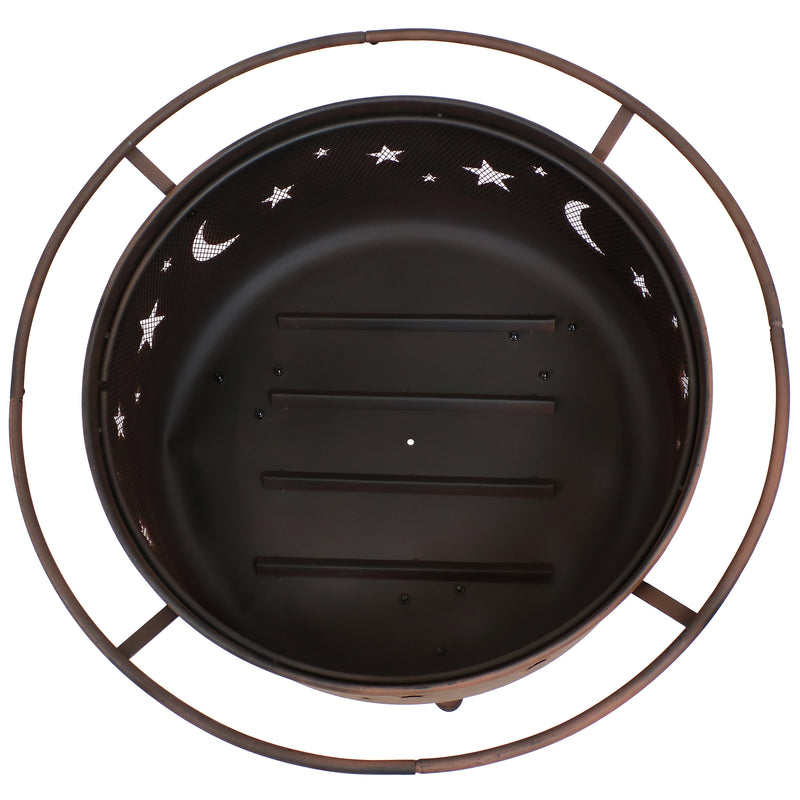 Sunnydaze 30" Cosmic Cooking Fire Pit with Grill Grate & Spark Screen