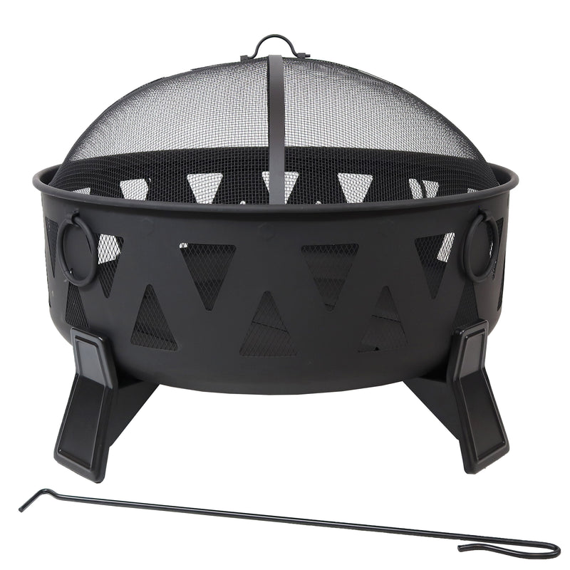 Sunnydaze 34" Nordic-Inspired Steel Fire Pit with Cutouts