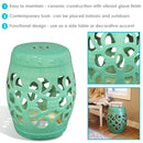 green ceramic decorative garden stool
