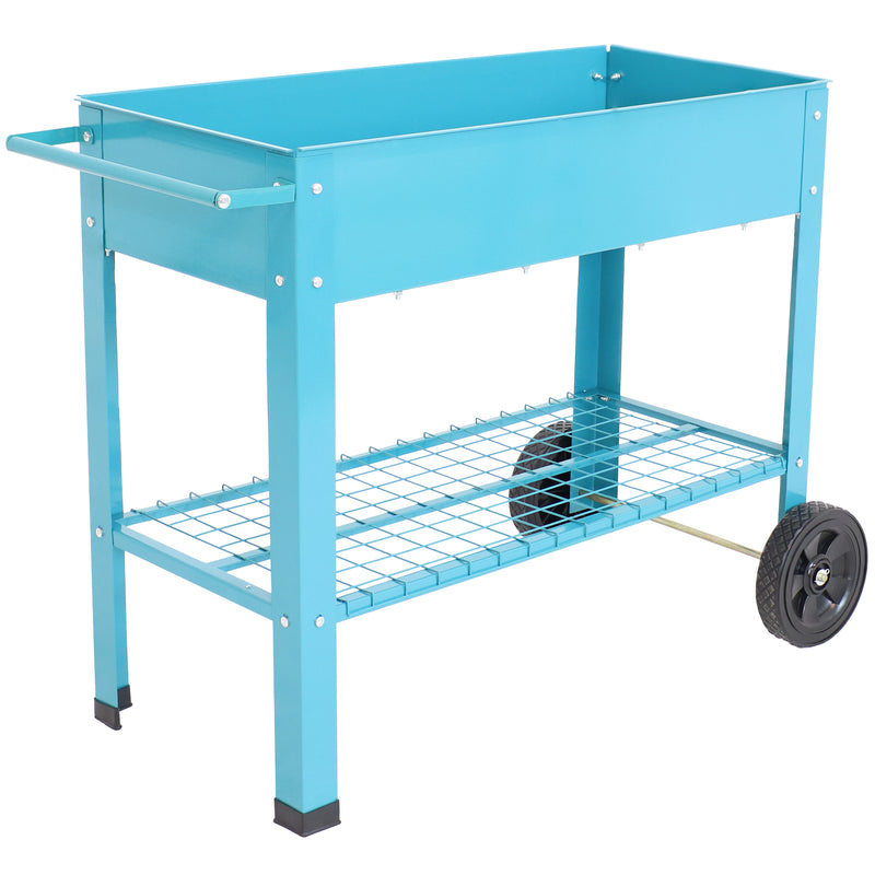 Sunnydaze Galvanized Steel Mobile Raised Garden Bed Cart - Choose Color