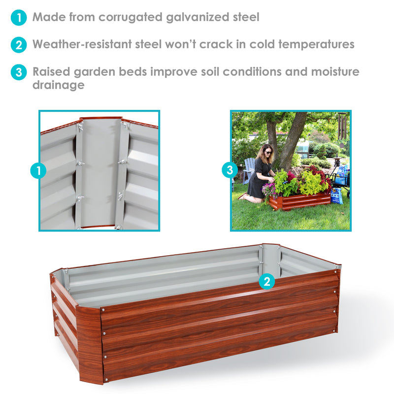 Sunnydaze Galvanized Steel Raised Garden Bed - Rectangle - 48"