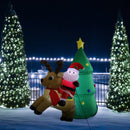 Sunnydaze Inflatable Christmas Decoration - 5-Foot Santa with Reindeer and Tree - Seasonal Outdoor Decor