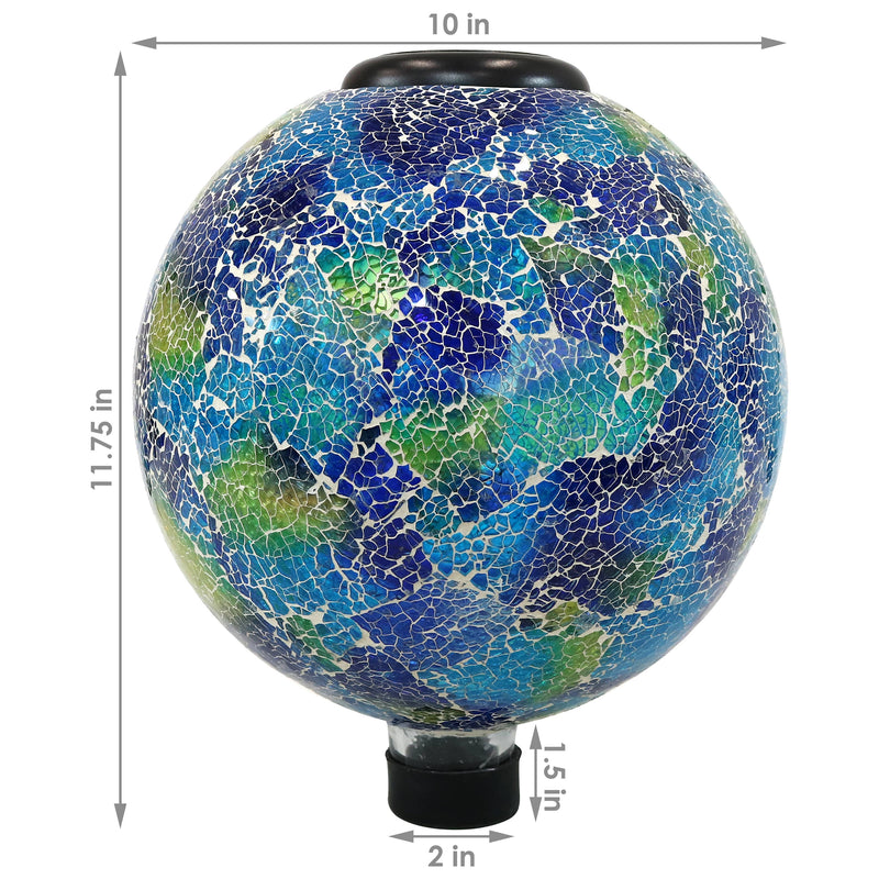 Sunnydaze Azul Terra Glass Mosaic Solar Garden Gazing Globe - 10"