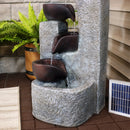 Sunnydaze Aged Tiered Vessels Solar Fountain with Battery Backup - 29"