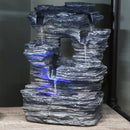 Sunnydaze Five Stream Rock Cavern Indoor Waterfall Fountain with LED Lights - 13-Inch