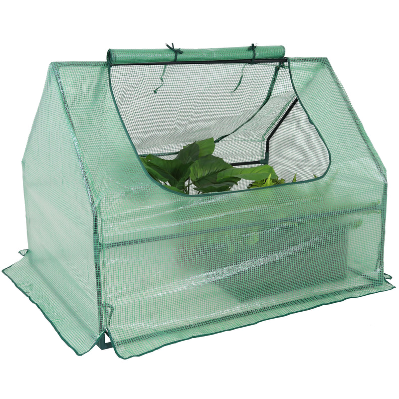 Sunnydaze Mini Greenhouse with 2 Side Doors - Green