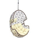Sunnydaze Lorelei Hanging Egg Chair, Resin Wicker Basket Design, Outdoor Use, Includes Cushion