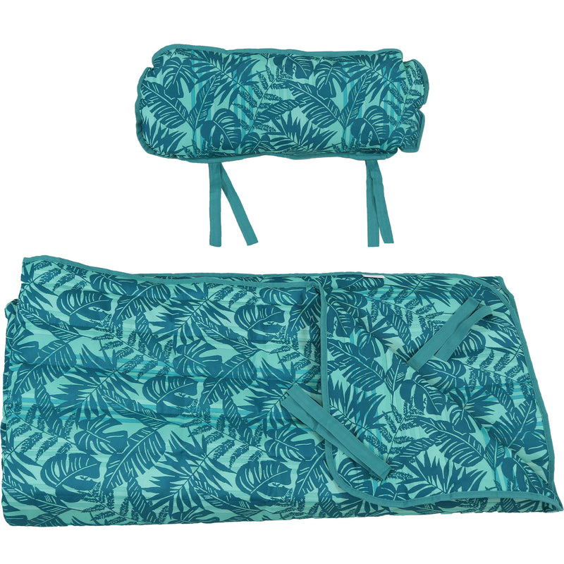 Sunnydaze Polyester Quilted Hammock Pad and Pillow with Tropical Pattern