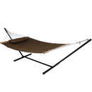 Sunnydaze Quilted Double Fabric 2-Person Hammock with Spreader Bars. Pillow and Stand