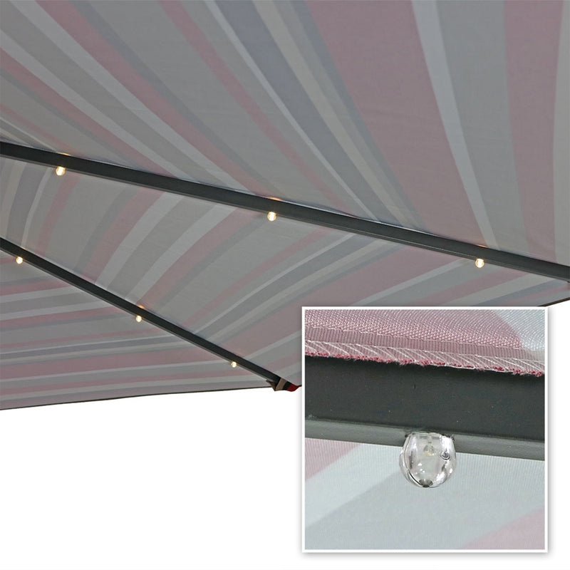 Sunnydaze Solar LED Lighted 9' Aluminum Umbrella with Tilt & Crank