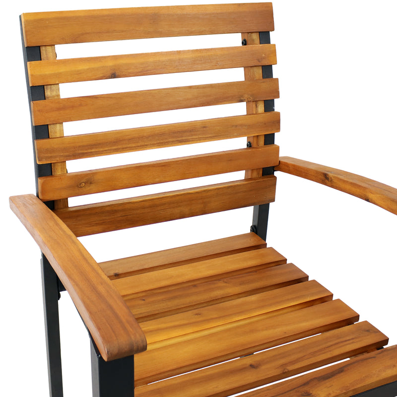 Sunnydaze Julian Set of 2 Acacia Wood and Steel Outdoor Patio Armchairs