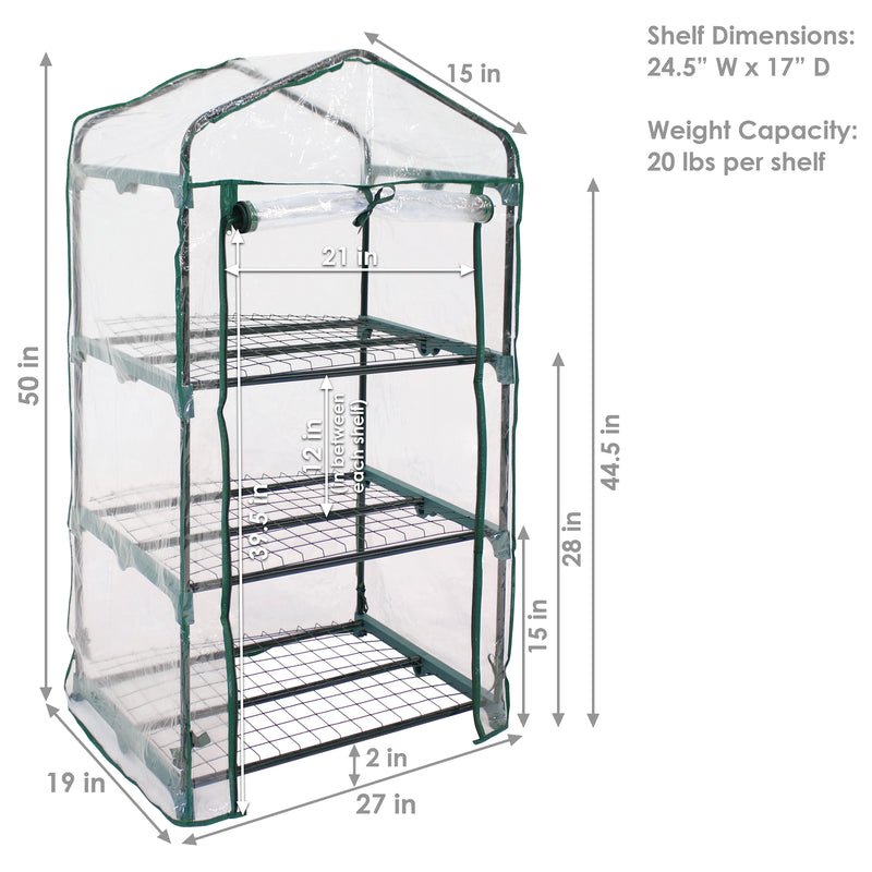 3 tier mini greenhouse with zipper door and clear cover