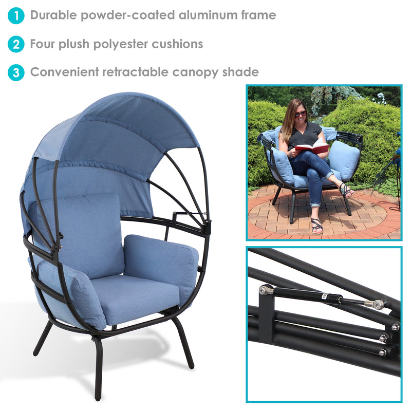 Light blue arm cushion and spring of retractable shade.