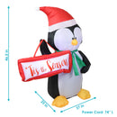 Sunnydaze Inflatable Christmas Decoration - 46.5" Jolly Holiday Penguin