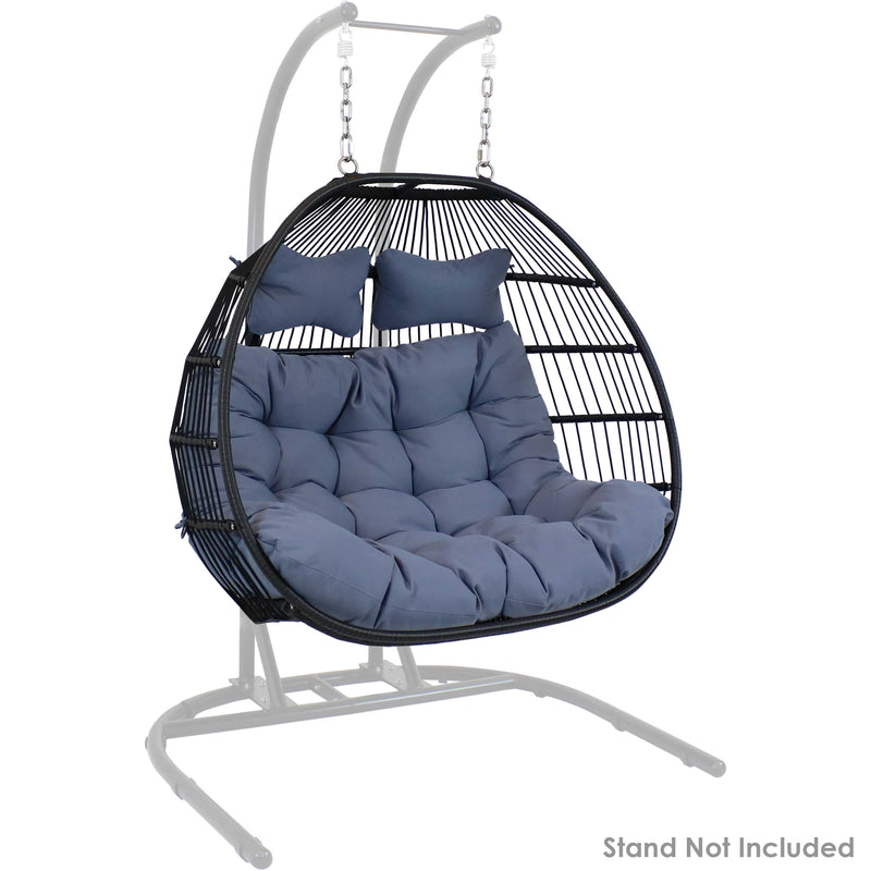 Sunnydaze Liza Loveseat Egg Chair with Cushions - Gray
