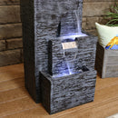 Sunnydaze Contemporary Cascading Tower Water Fountain with LED Lights and Electric Submersible Pump - 32"