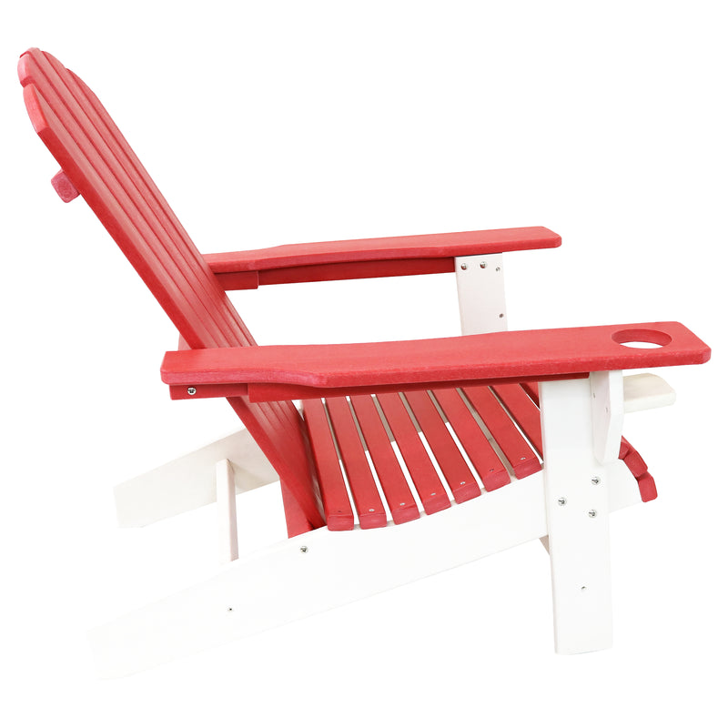 Sunnydaze All-Weather 2-Tone Outdoor Adirondack Chair with Cup Holder