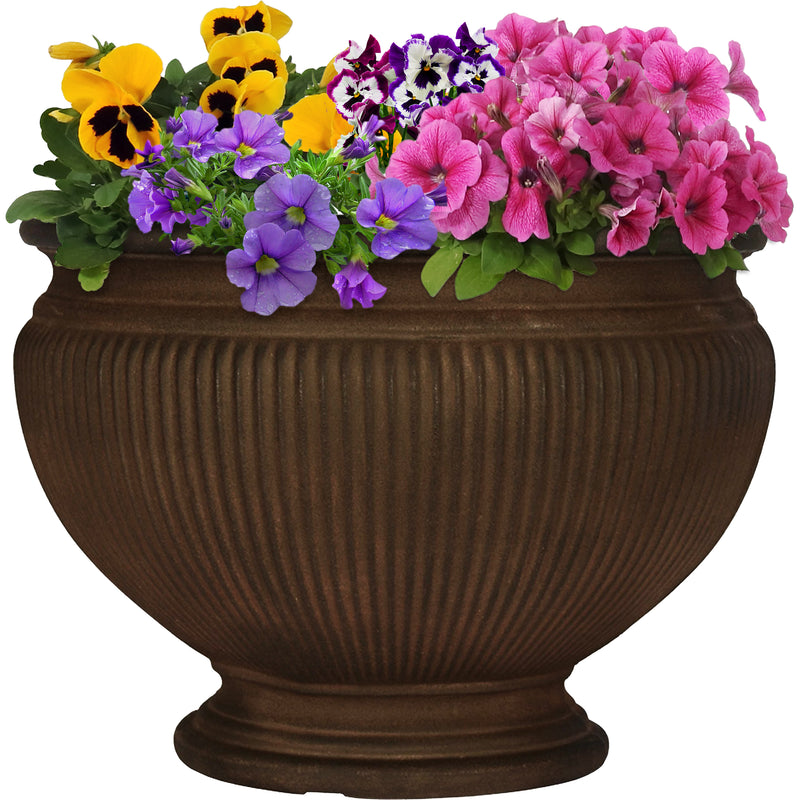Sunnydaze Elizabeth Ribbed Urn Indoor/Outdoor Planter Pot, 16-Inch Diameter