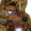 Sunnydaze Flowing Driftwood Falls Outdoor Fountain with LED Light - 8'