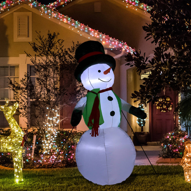 Sunnydaze Giant Inflatable Cristmas Decoration - 7-Foot Holly Jolly Snowman - Seasonal Outdoor Decor