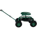 Sunnydaze Rolling Garden Cart with Steering Handle and Swivel Seat